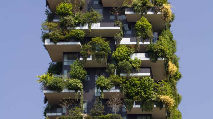 Groene, duurzame bouw, waarin beton en groen samengaan.
