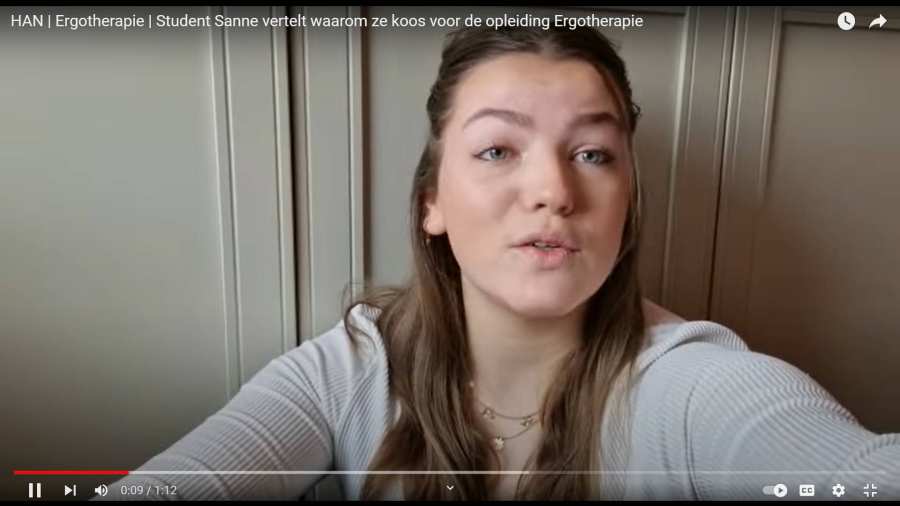 Vlog student Sanne aan het woord waarom kiezen voor Ergotherapie