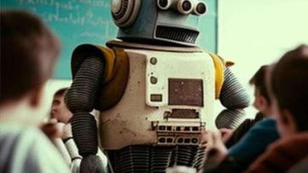 542453 Robot voor de klas, gemaakt met AI via MidJourney