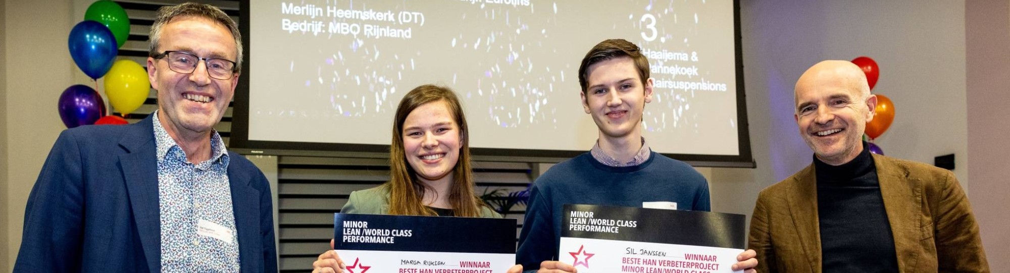 De winnaars van het beste HAN Lean verbeterproject: studenten Sil Janssen en Marga Rijksen