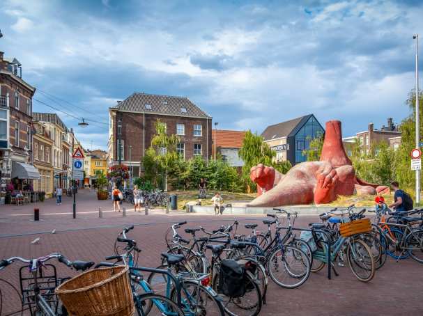 98872 Arnhem stad beeld van aardvarken en fietsen