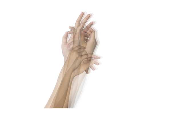 Handen die bewegen gebruikt bij Installatie Wietske Kuijer