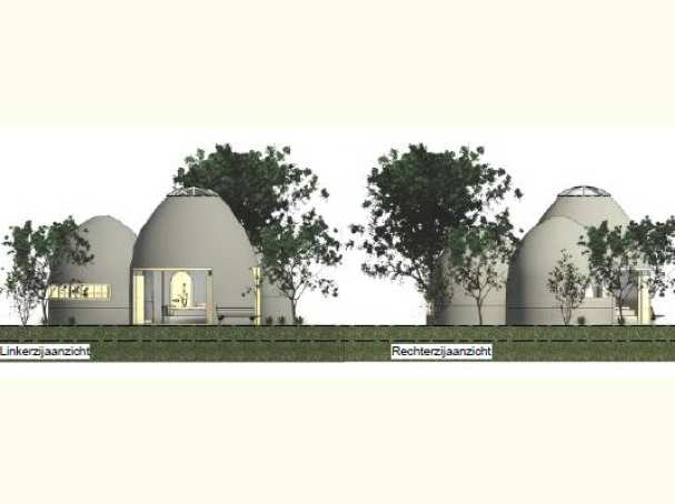 ontwerp van een tiny house met organische vormen