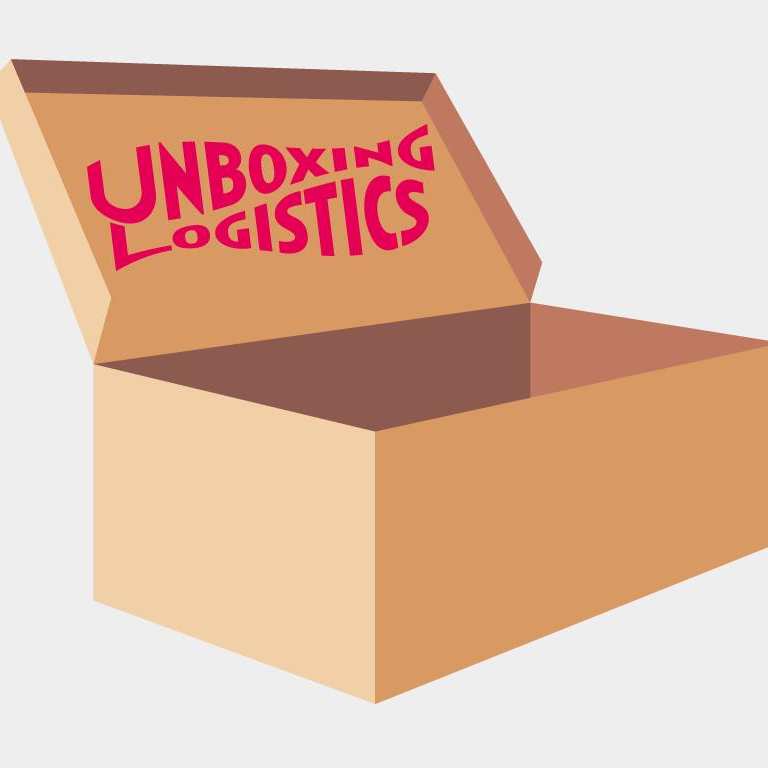 420418 doos met in de deksel de titel van het festival unboxing logistics