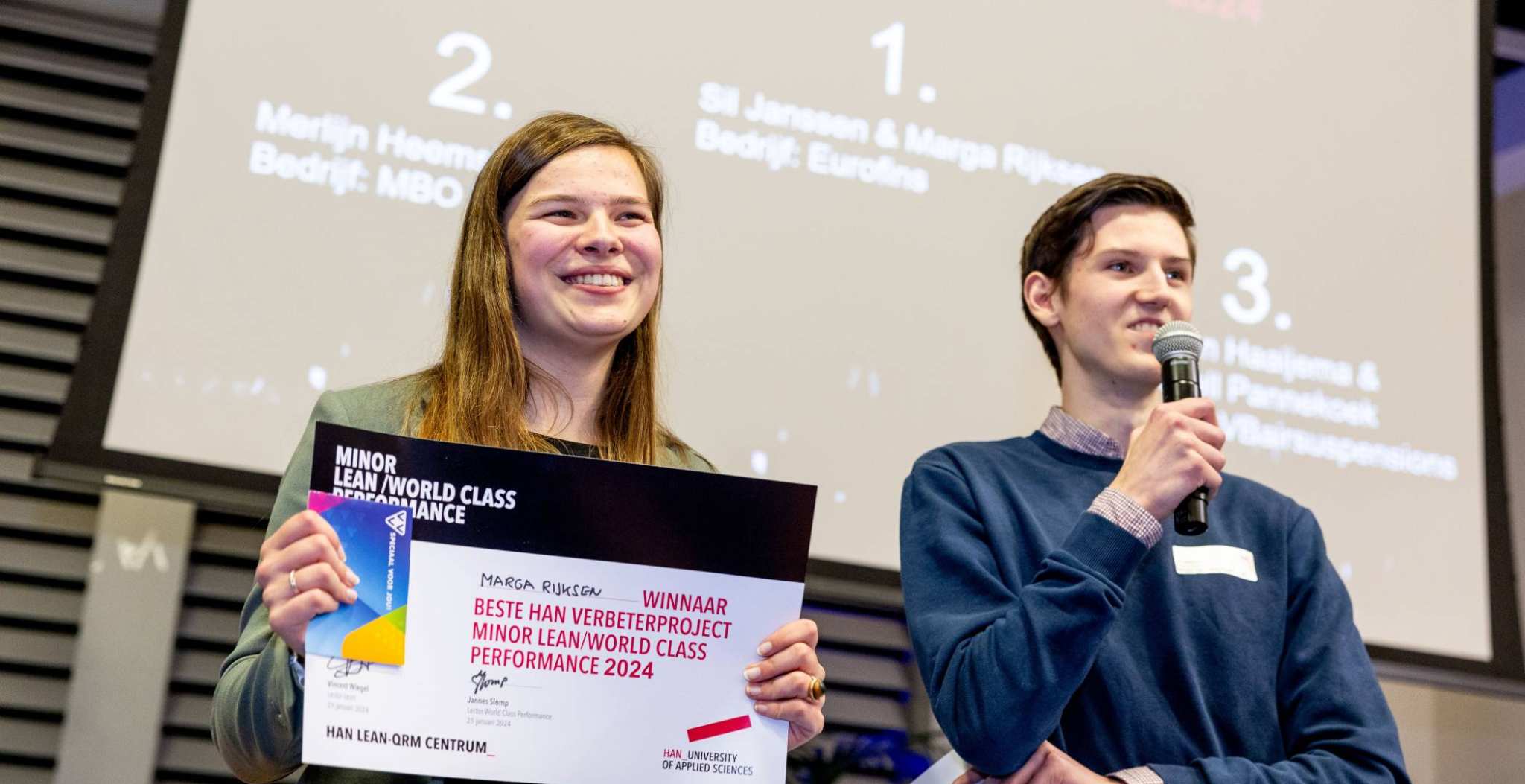 Marga Rijksen en Sil Janssen zijn de winnaars van het beste HAN Lean Verbeterproject 2024