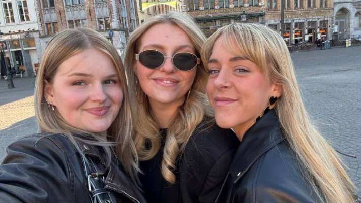 Studenten Voeding op uitwisseling in Brugge: Eva Willemsen, Merel de Gram, Pascalle Rietbergen