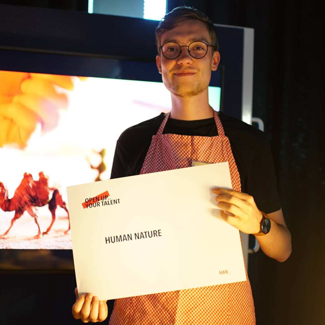 Winnaar CMD student Sverre tijdens Open Up.. Your Talent