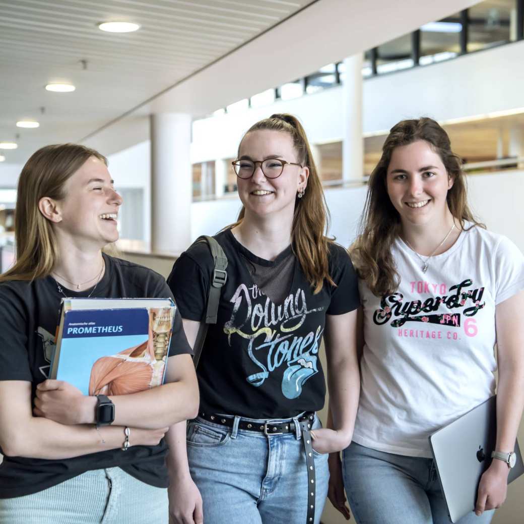 Fysiotherapie, K33 b1, lopen, drie studenten, boek-2