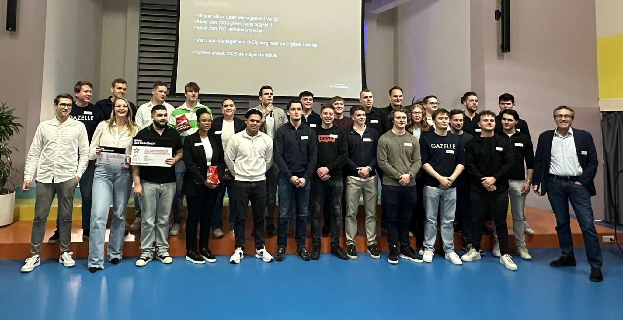 Groepsfoto van alle Minor Lean Management studenten tijdens het HAN Lean Event 2025