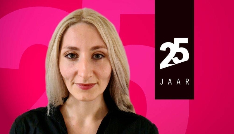 Banner met collega Sandra Breger in het kader van HAN 25 jaar