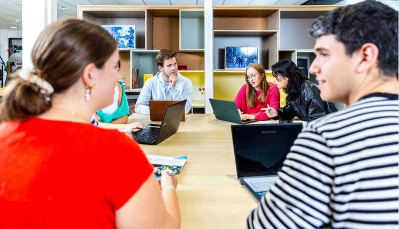 Studenten overleggen met elkaar