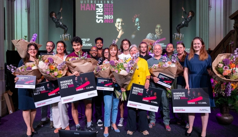 De winnaars en de genomineerden voor de HAN Prijs 2023 in de Stevenskerk in Nijmegen