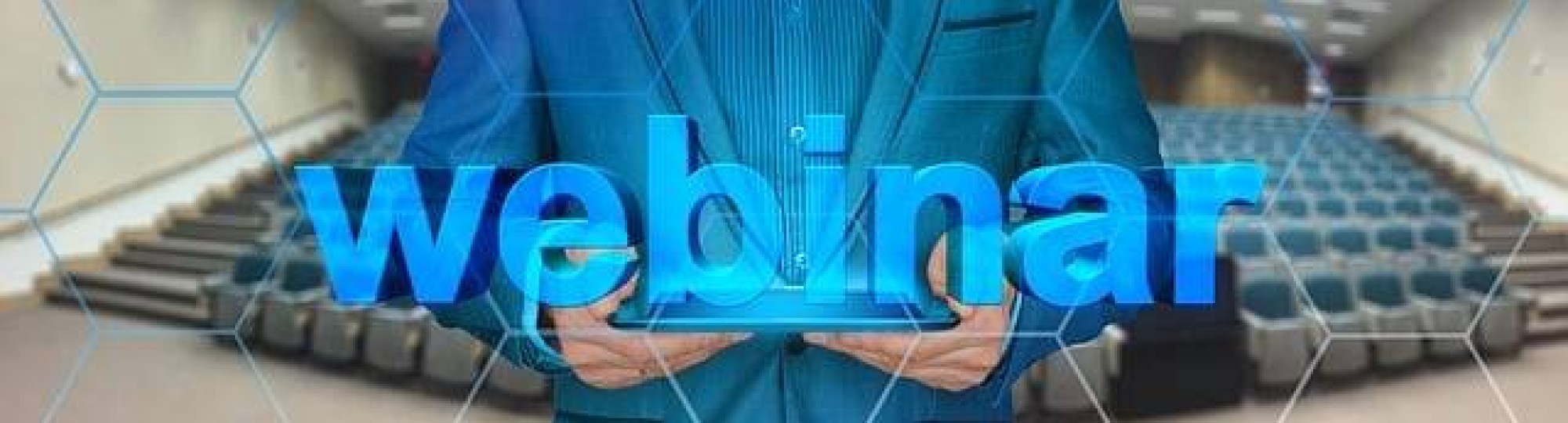 Webinar met collegezaal achtergrond