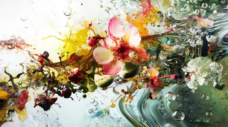 Een beeld met bloemen dat gegenereerd is met AI-tool Midjourney
