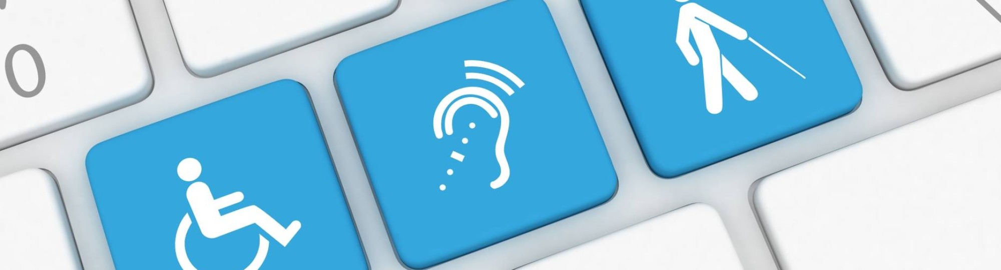 Digitale toegankelijkheid: 'bewust zijn en bewust maken is de basis om toegankelijk te zijn' - toetenbord met iconen met mensen die beperkingen in digitale toegankelijkheid ervaren