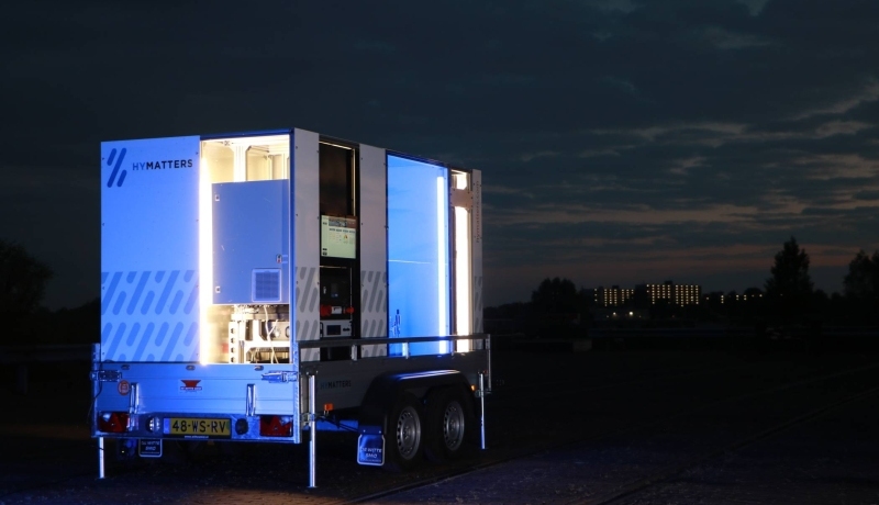 Waterstoftrailer uit het project Cyrus Smith, waarin decentrale waterstofopslag wordt ontwikkeld.