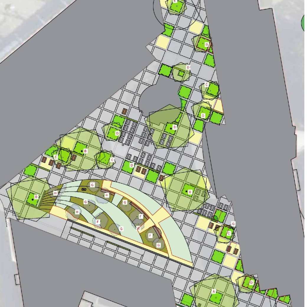 ontwerp van het bomenplan van het circular square