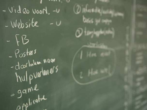 krijtbord met woorden website game