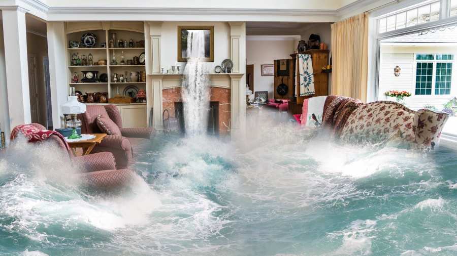 Woonkamer overstroomt