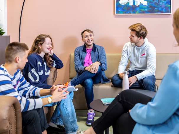 Photo of students in the basecamp and stairs.