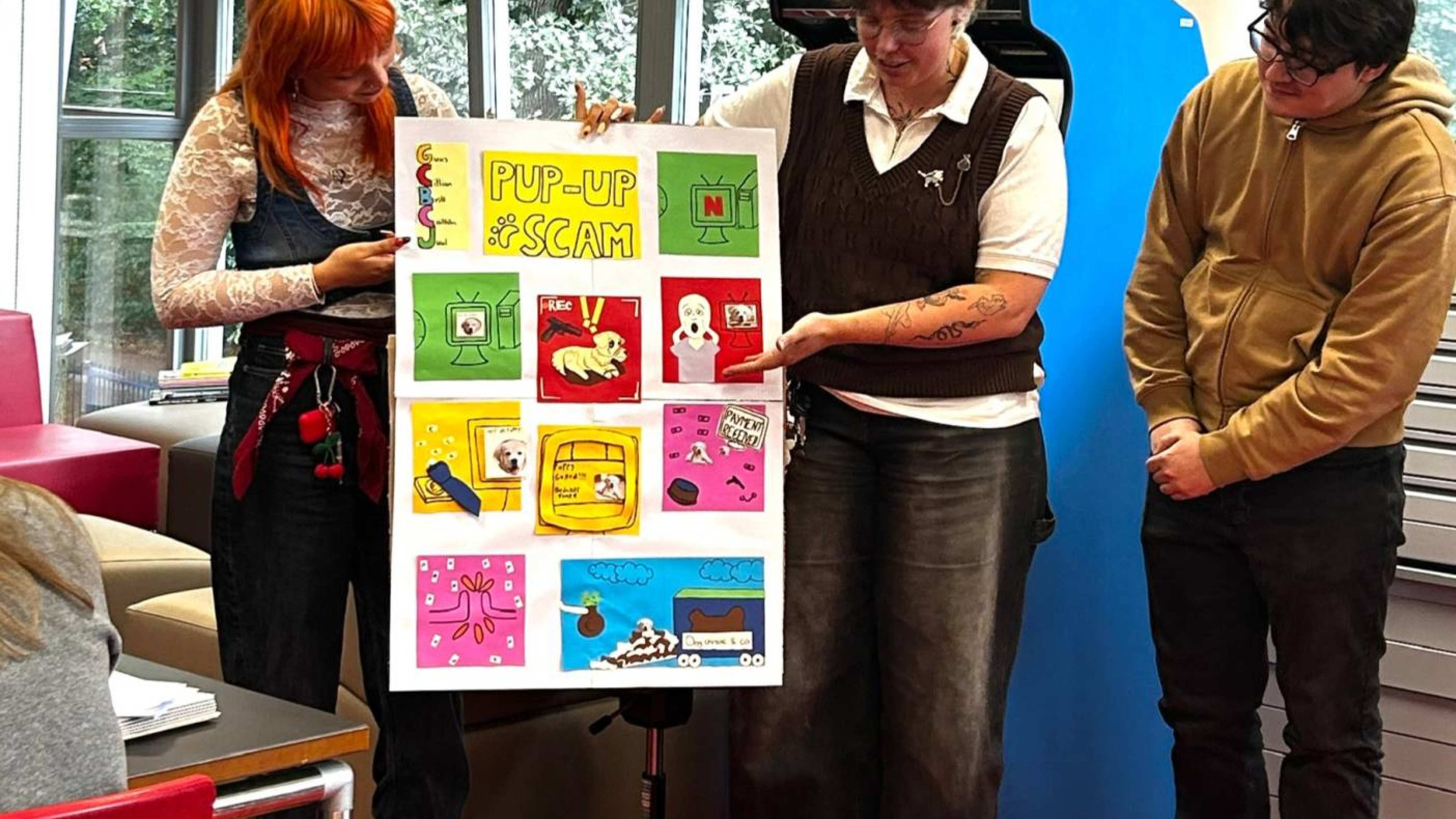 Caithlin Blomsma en Britt van den Broek presenteren hun “Pup-Up Scam”