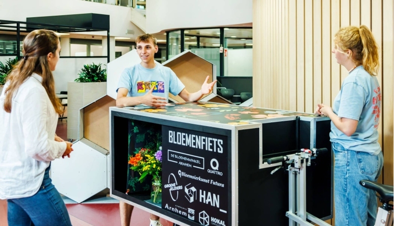 Project Bloemenfiets met Yannick, Mees en Lisa, HAN-studenten Industrieel Product Ontwerpen (IPO)