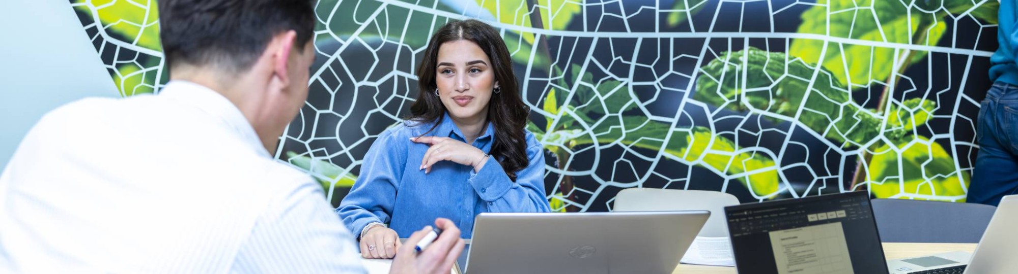studenten Ad accountancy deeltijd in overleg bij de HAN Arnhem, finance, financieel, AFEM, laptop