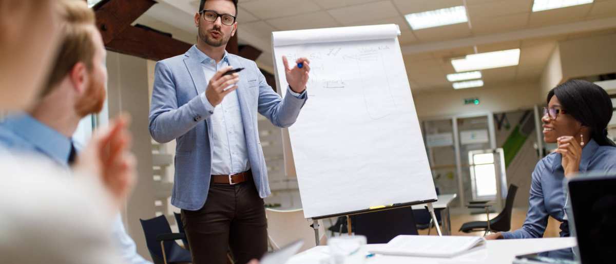 Presentatie tijdens salesmeeting