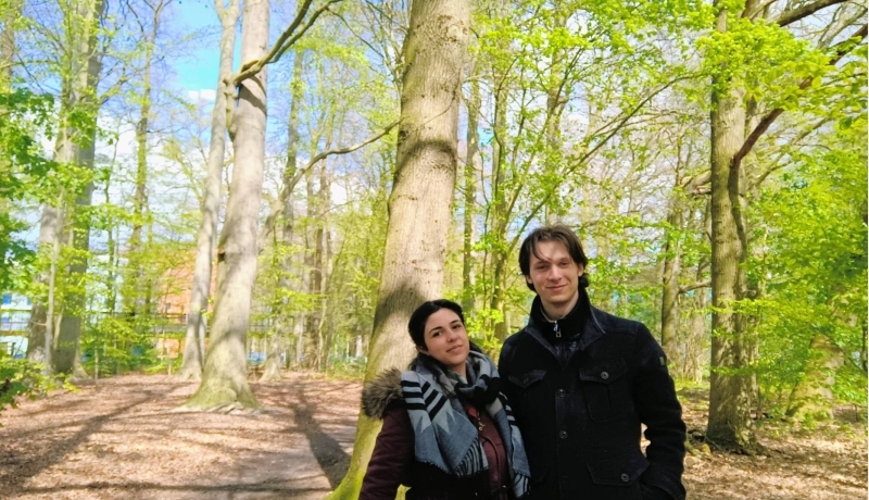 Afstudeerders Bouwkunde Thijs Daling en Ranema Althiraawi
