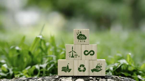 Stock photo with blocks of sustainability
