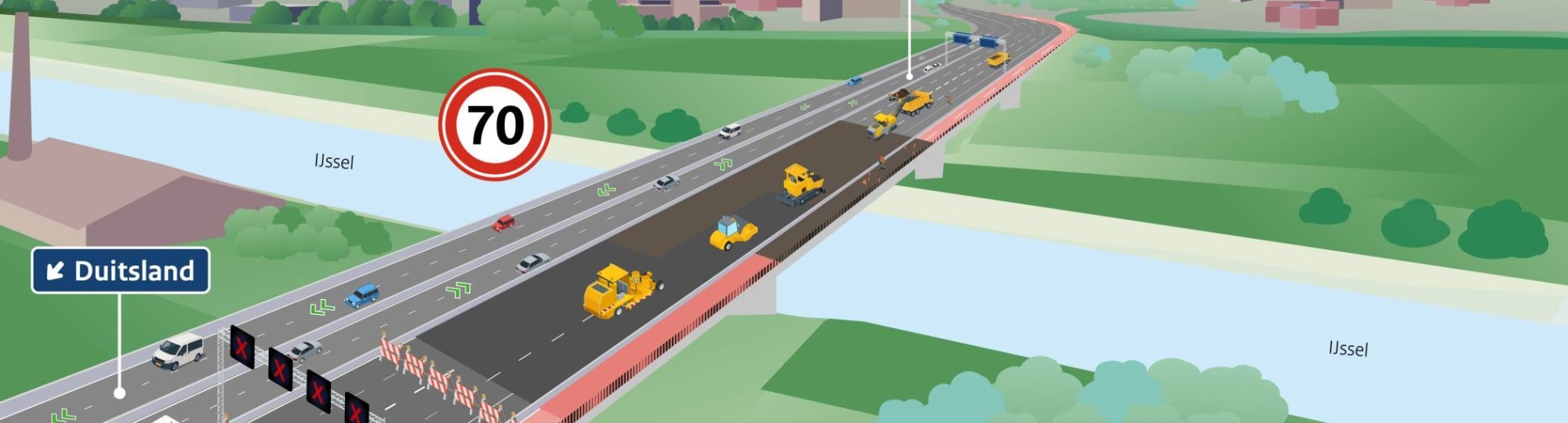 Wegwerkzaamheden aan de IJsselbrug