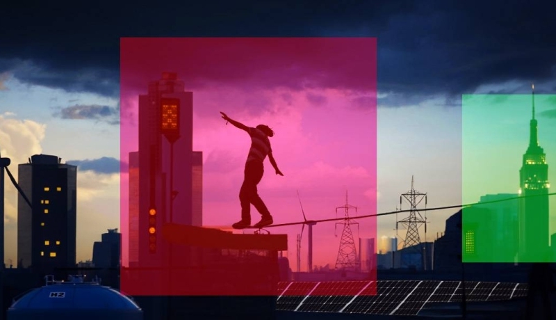 Header met verschillende kleurvlakken
