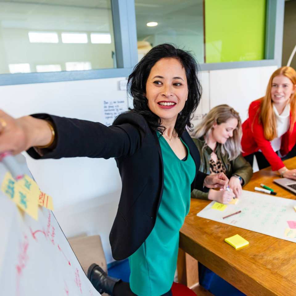 Learning & Development deeltijd, studio L&D, brainstormen, samenwerken, post-its, plakken, 2022
