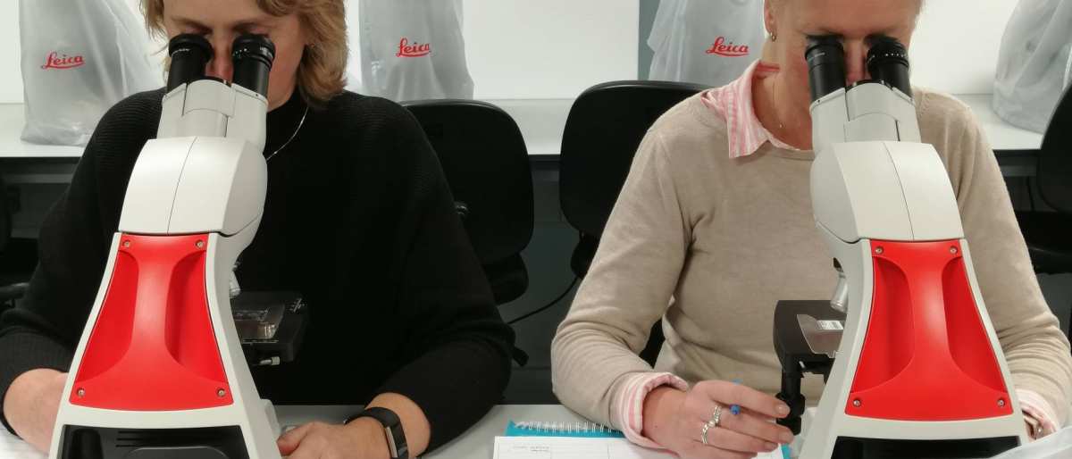 Twee cursisten tijdens een praktijkles van de cursus Immunologie in Nijmegen