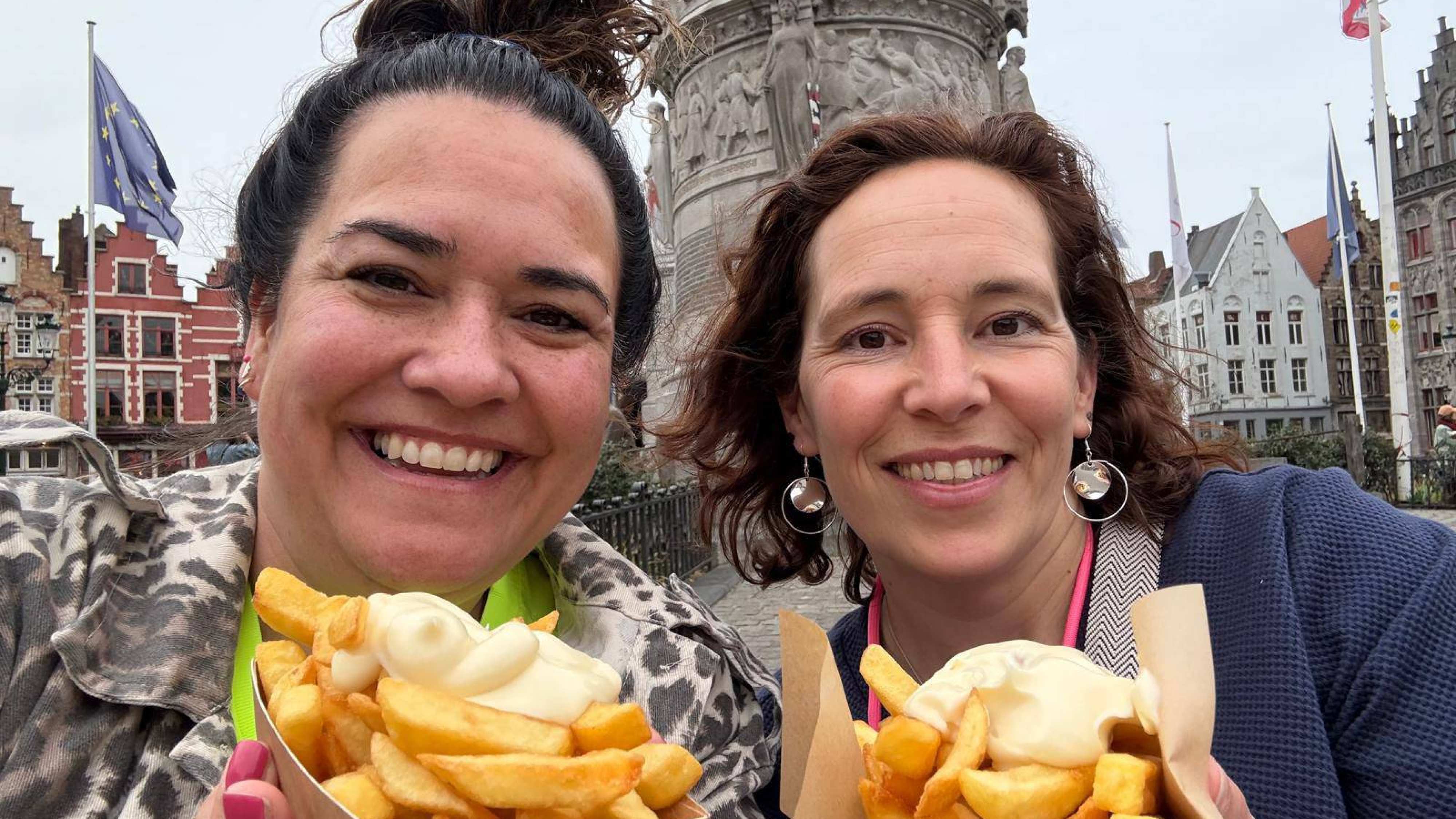 Melissa Zevenhoven en Daniëlle Verschuren-docenten Voeding en Diëtetiek- op uitwisseling in Brugge