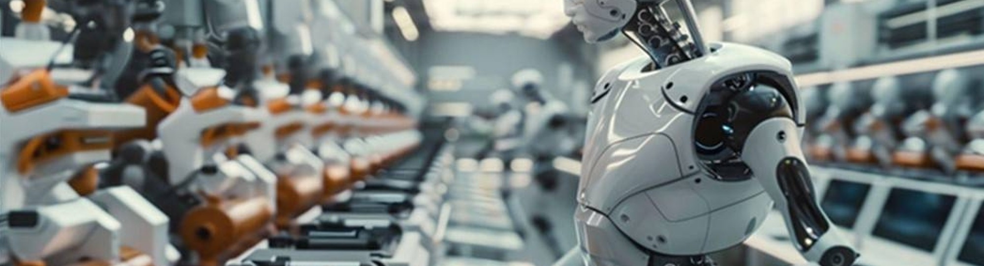 Foto van een humanoid-robot in een industriele werkomgeving