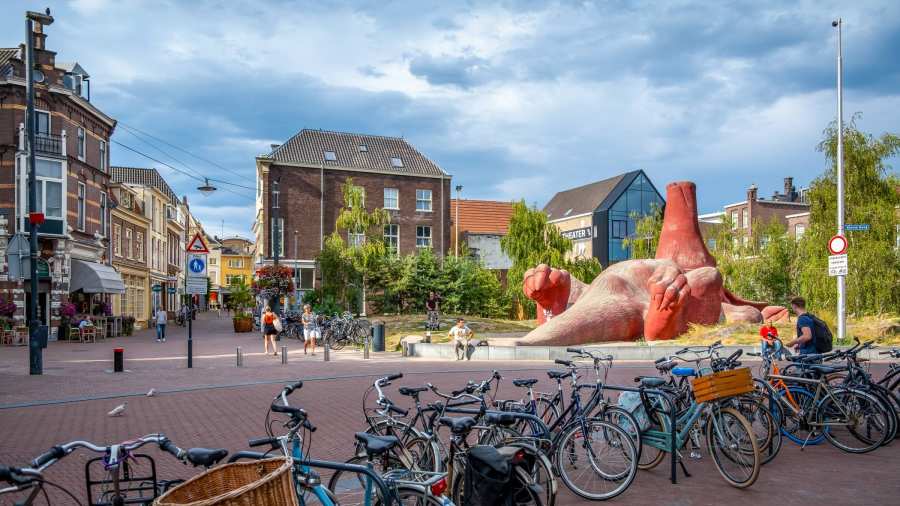 Arnhem stad beeld van aardvarken en fietsen