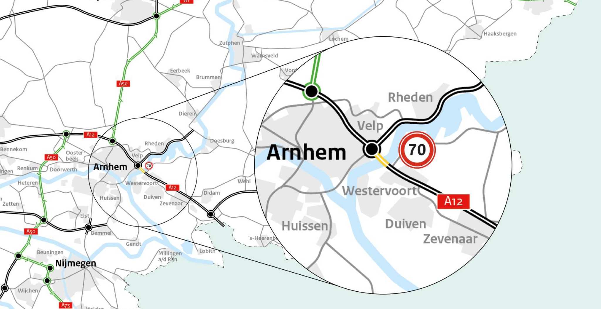 Omleidingskaart voor tijdens de wegwerkzaamheden aan de IJsselbrug