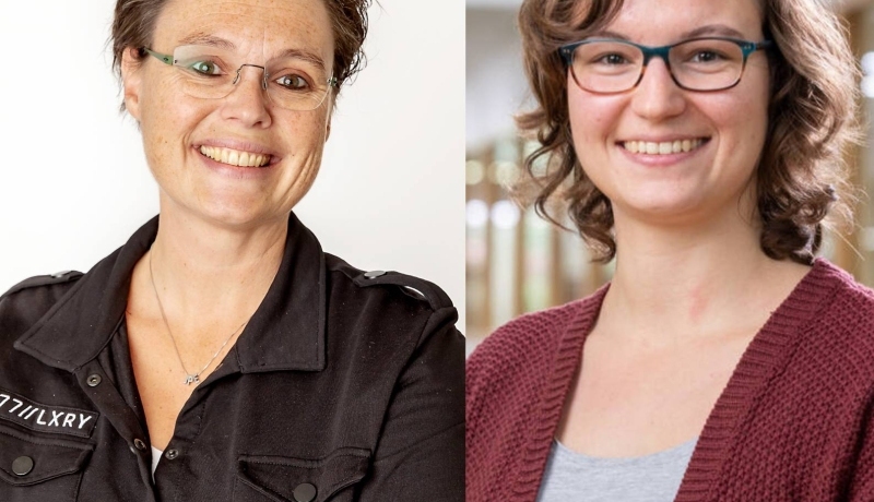 Docent Hilde Cuppen en onderzoeker Manon van Zanten. Educatie. Workshop Competentiespel tijdens Onderwijsdagen 2022