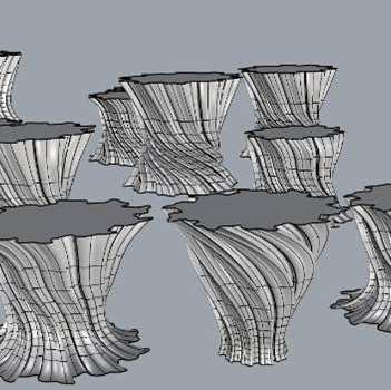 Tekening 3D geprinte voet tafel etalage iXperium Smart Industry