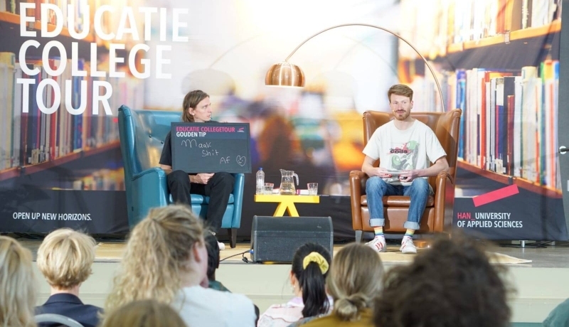 Foto Pepijn Lanen tijdens educatie collegetour 2022