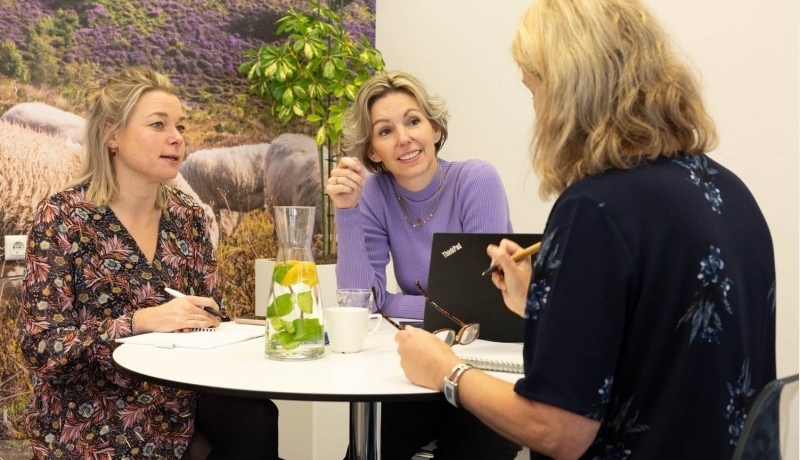Een sollicitatiegesprek met 3 mensen