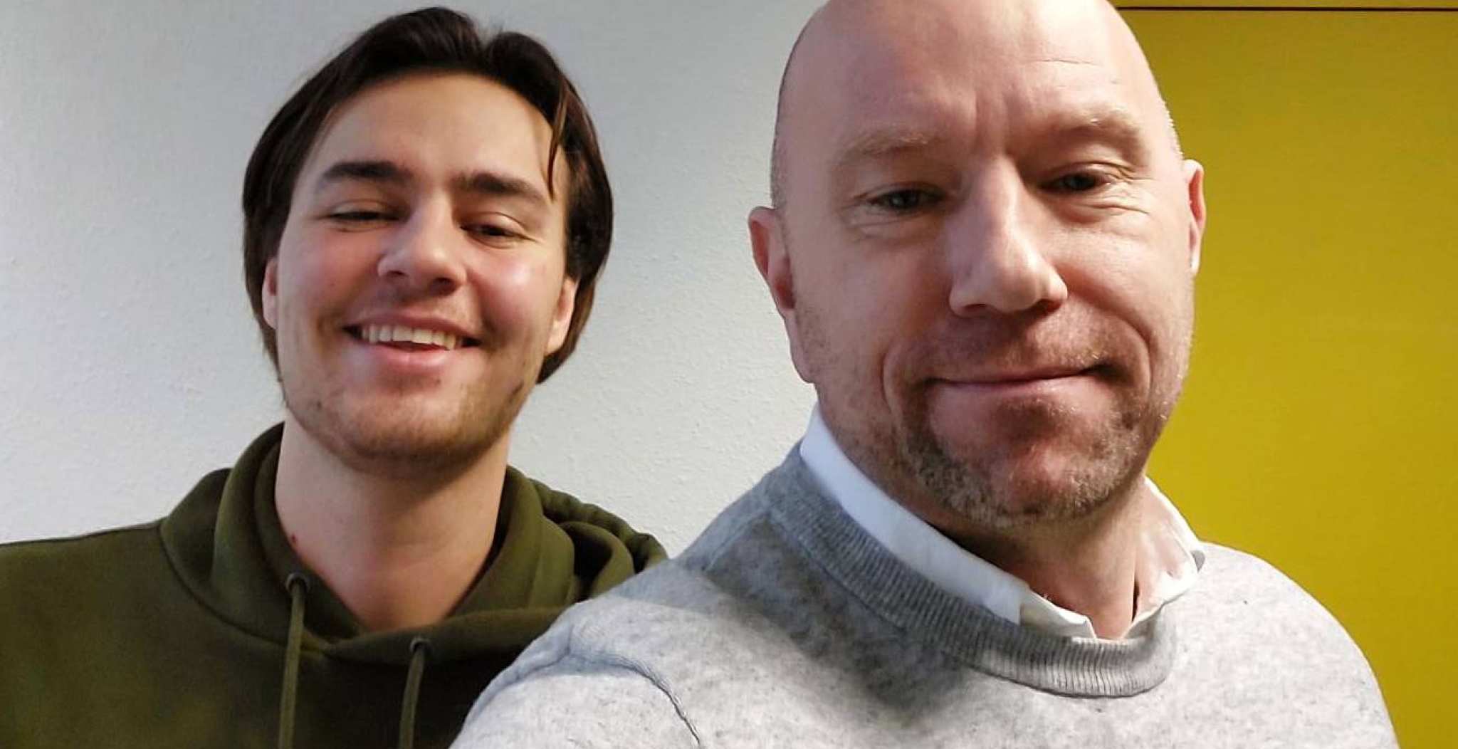 Selfie van David Mekking en Leon Brundel tijdens de stage