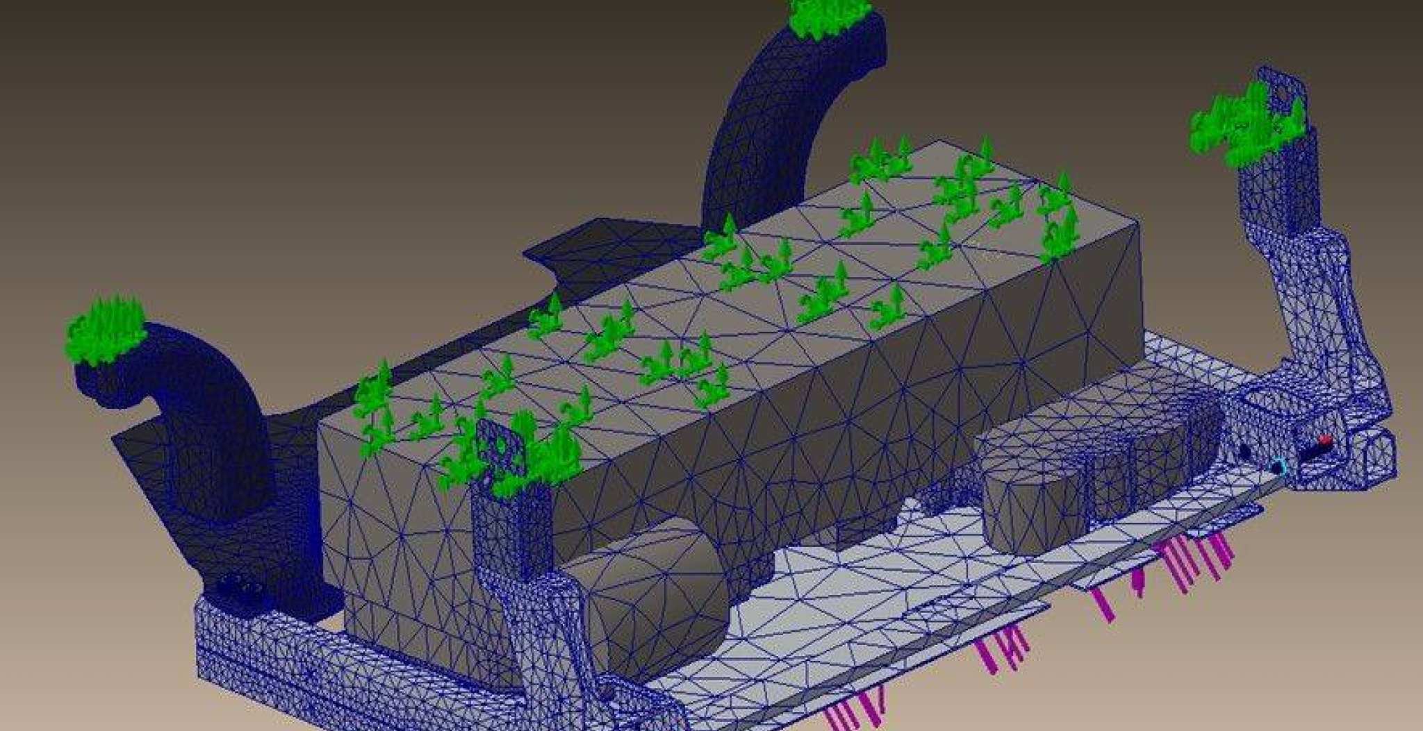 Structural Design-studenten HAN Automotive hebben een 3D-model gemaakt van de structurele onderdelen van een politievoertuig. Met dit 3D-model zijn simulaties uitgevoerd, is de huidige situatie geanaliseerd en zijn berekeningen bevestigd om een beter begrip te krijgen van de sterke en zwakke punten.