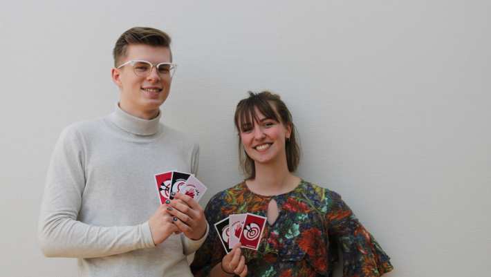 Tim en Fraukje, mede-bedenkers van het HAN Green Office-spel Random Thinking