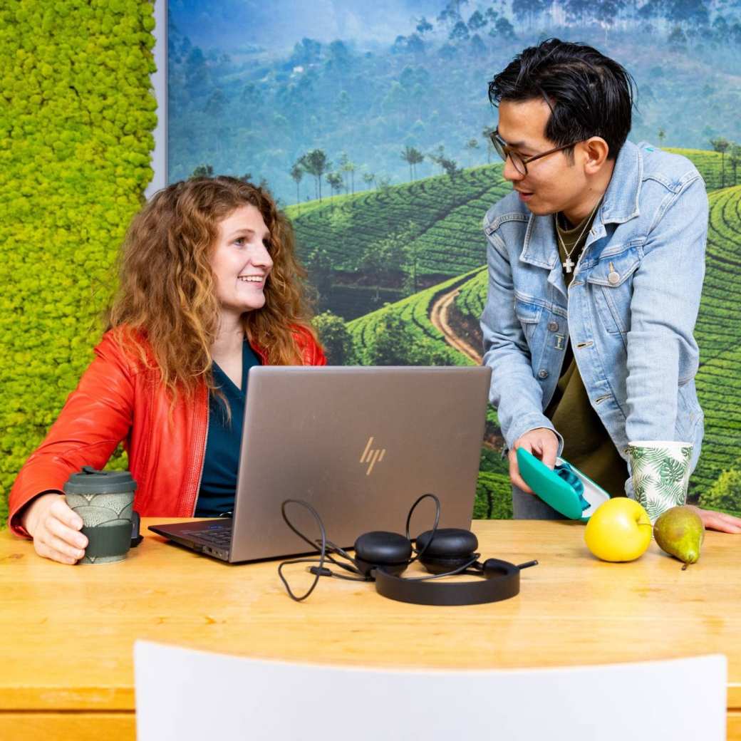 2 collega's in overlegsetting met laptop