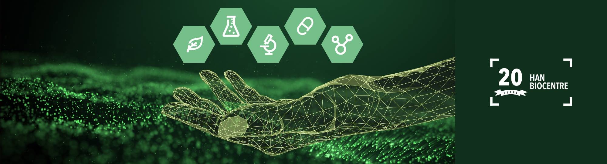 Header voor han.nl van 20-jarig jubileum HAN BioCentre