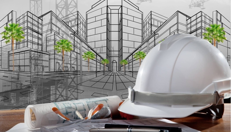 witte helm bij tekening