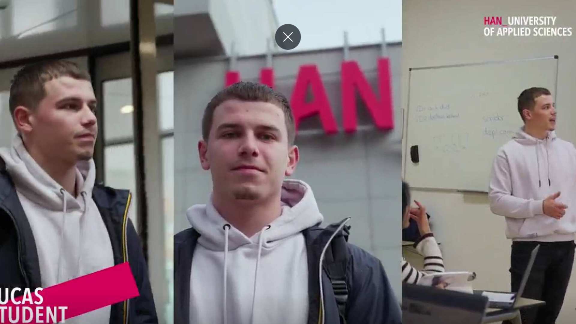 Een jongen met een hoodie, 3 verschillende beelden van hem