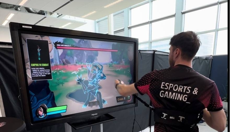 jongen is sportief aan het gamen